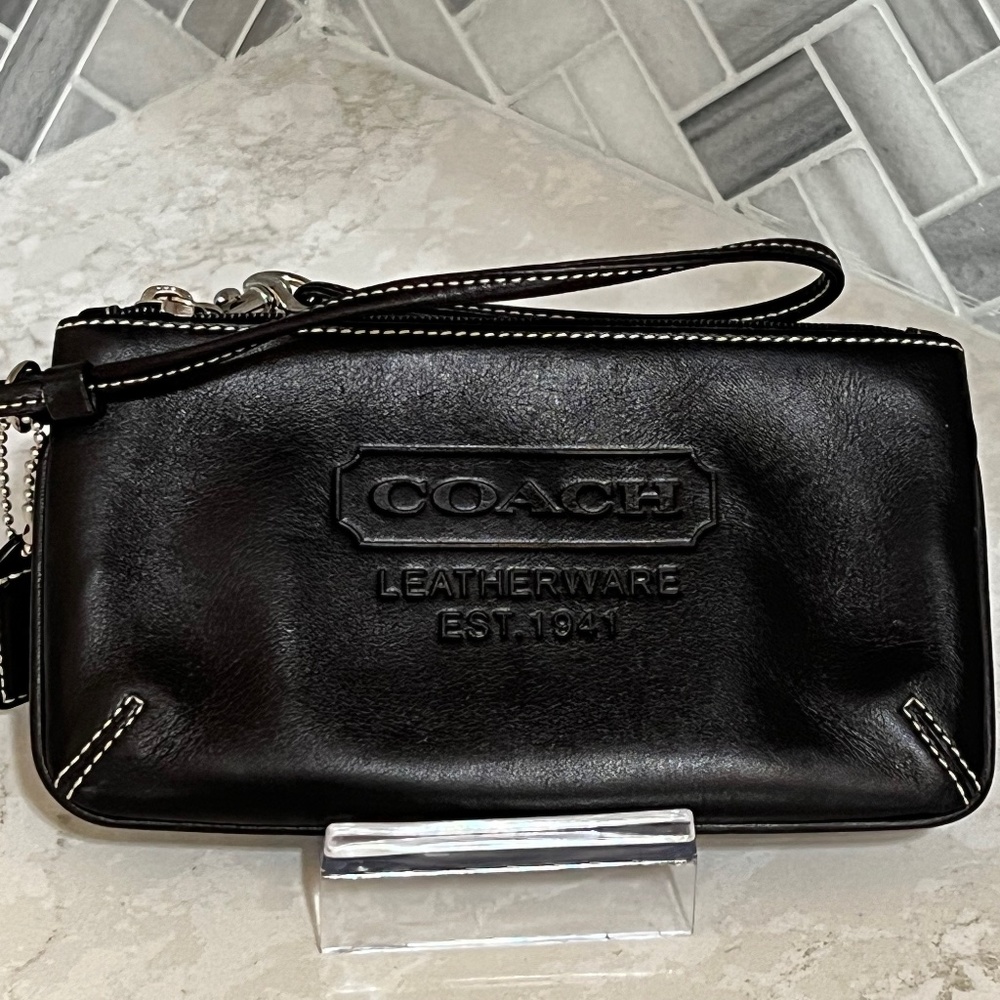 Coach Embossed Leatherware Vintage Black Wristlet